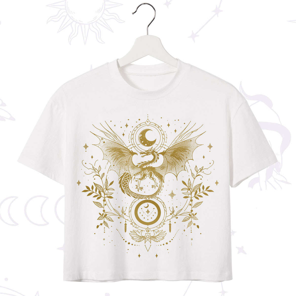 Purplehecate Celestial Dragon Moon Phase Crop T-Shirt