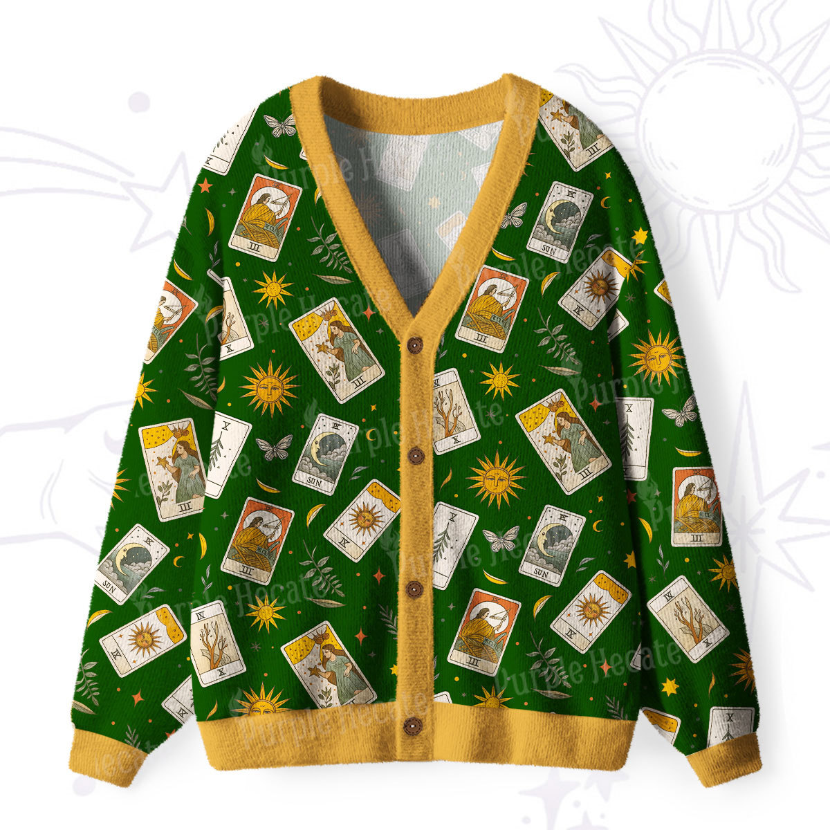 Purplehecate Tarot Garden Cardigan Ugly Cardigan Sweaters