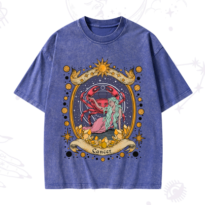Purplehecate Celestial Cancer Zodiac Washed T-Shirt