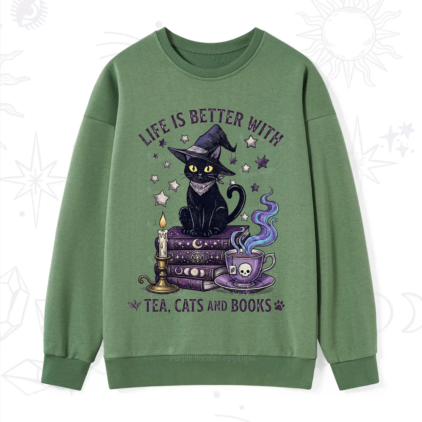 Purplehecate Life Is Better With Cats And Books Sweatshirt