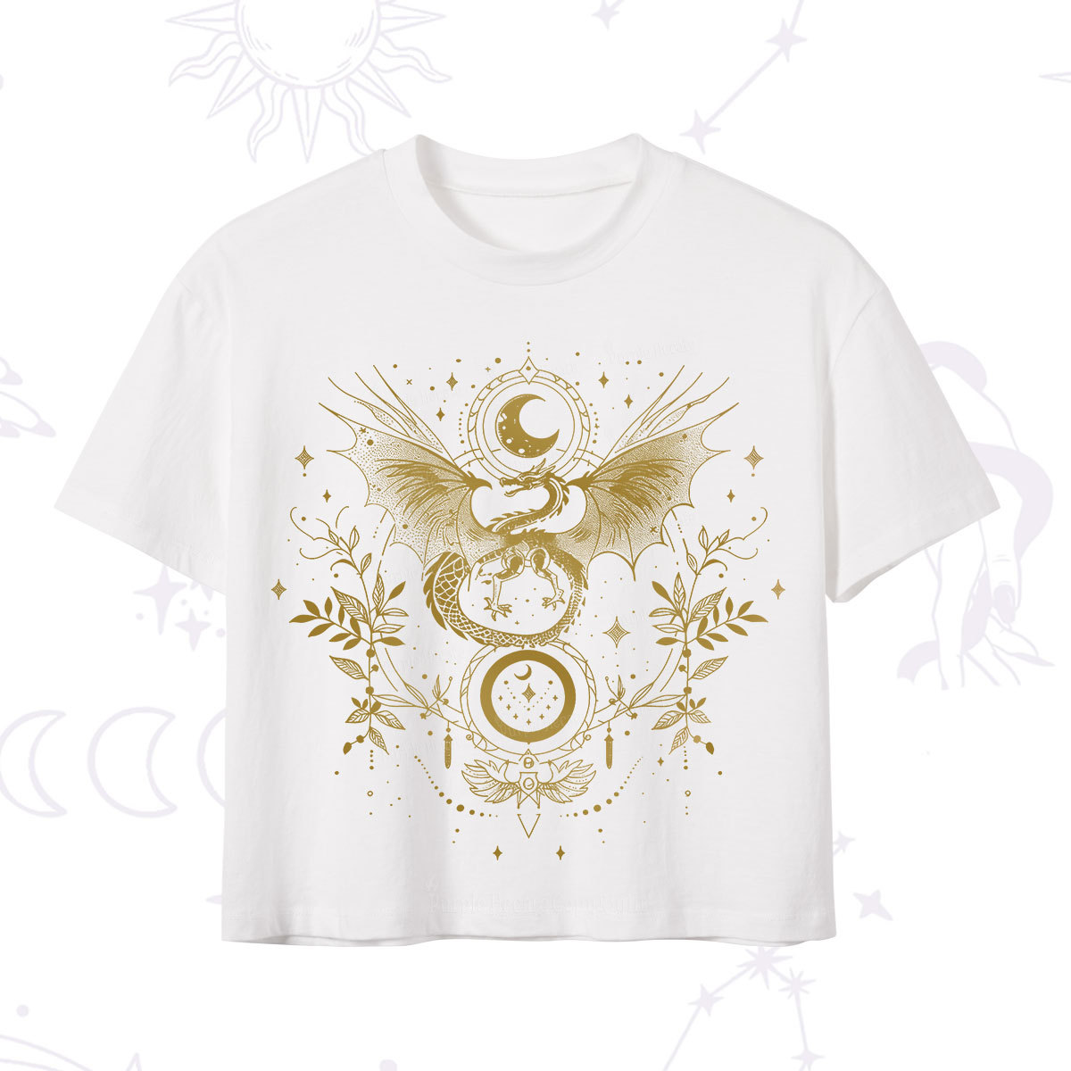 Purplehecate Celestial Dragon Moon Phase Crop T-Shirt