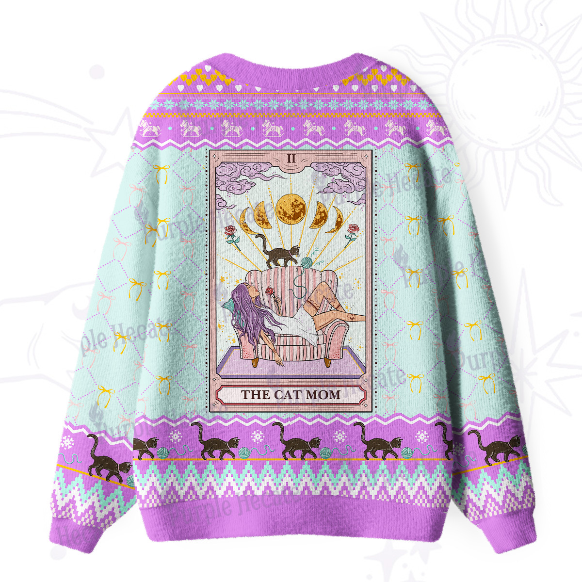 Purplehecate The Cat Mom Tarot Ugly Cardigan Sweaters