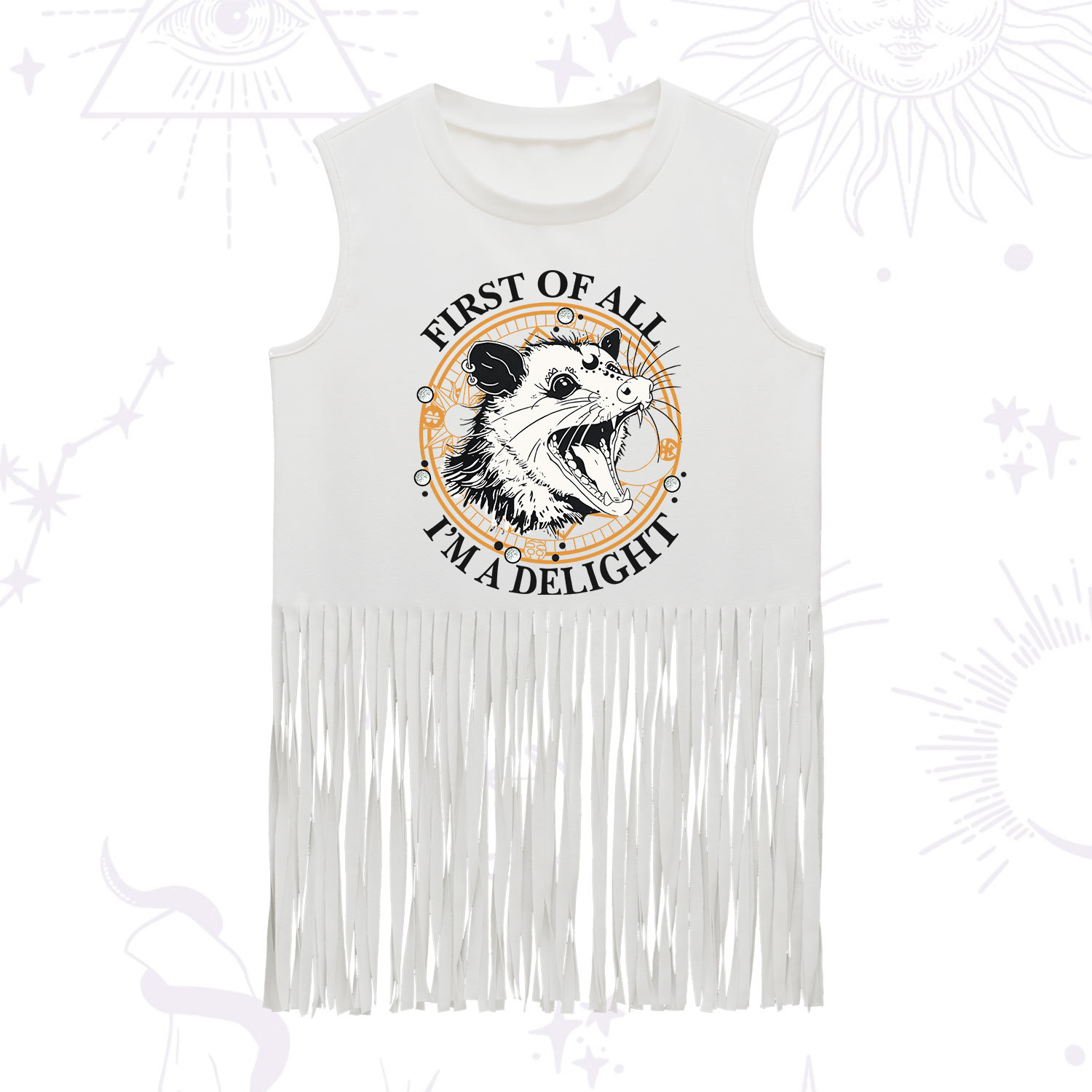 Purplehecate First Of All I Am A Delightful Angry Opossum Fringe Tank Top