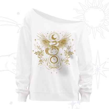 Purplehecate Celestial Dragon Moon Phase Off The Shoulder Sweatshirt
