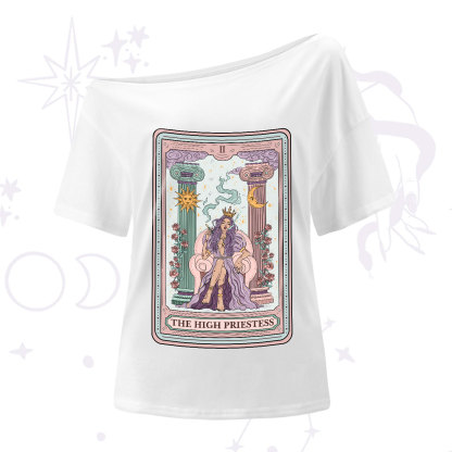 Purplehecate The High Priestess Tarot Card One-Shoulder T-Shirt