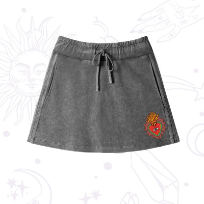 Purplehecate Sacred Heart Washed Drawstring Mini Skirt