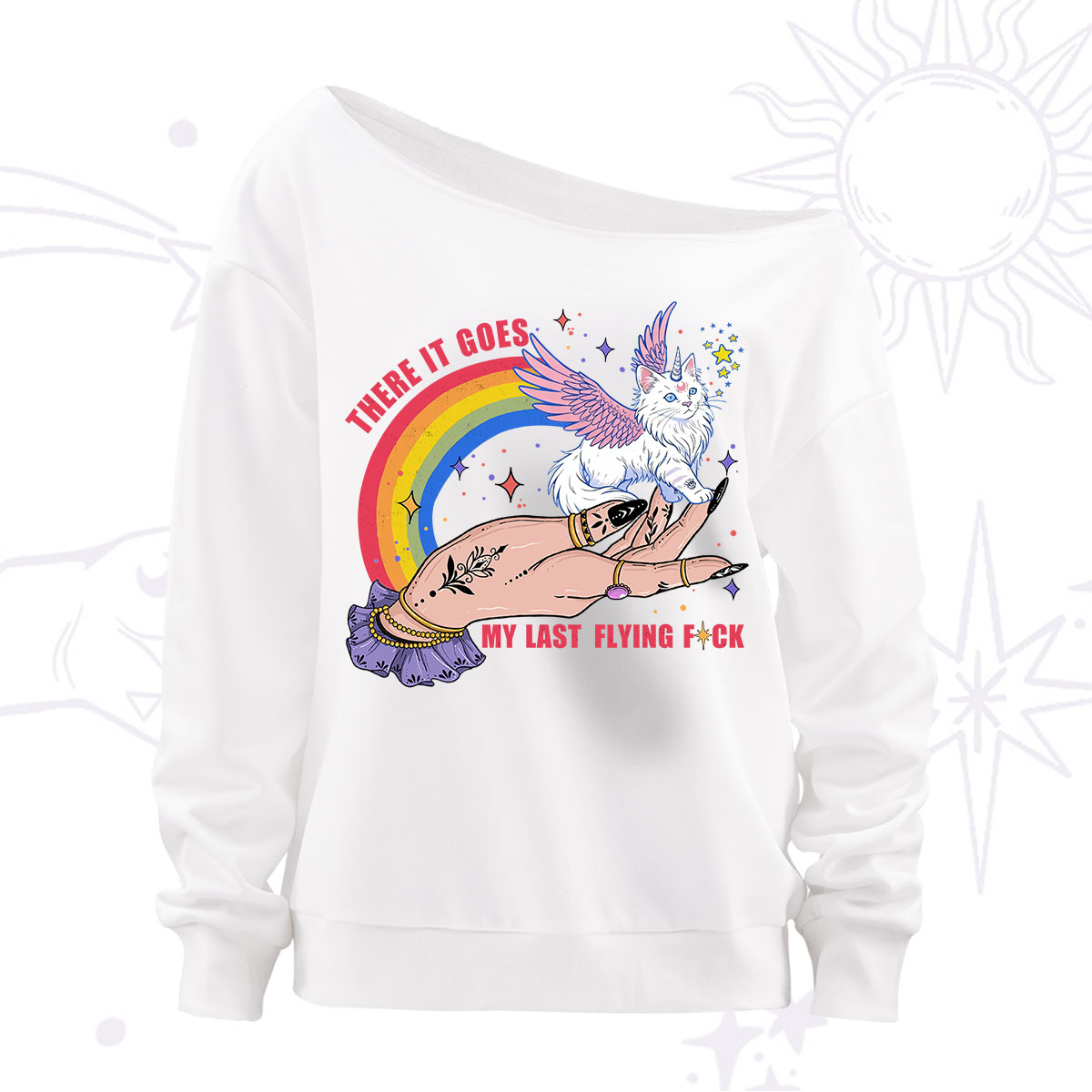 Purplehecate There It Goes My Last Flying F*ck Off The Shoulder Sweatshirt