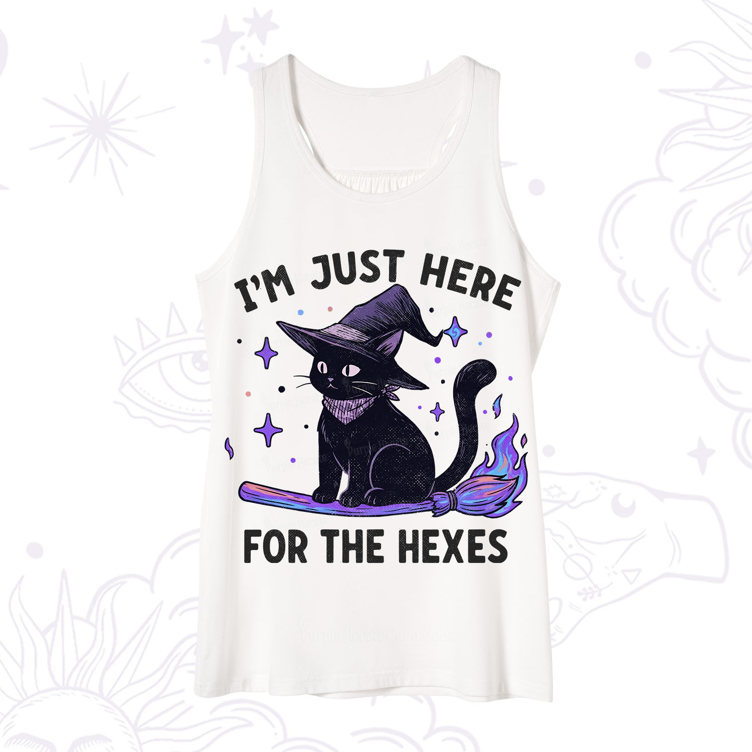 Purplehecate I'm Just Here for the Hexes Witch Cat Tank