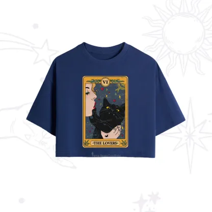 Purplehecate The Lovers Cat Tarot Crop T-Shirt
