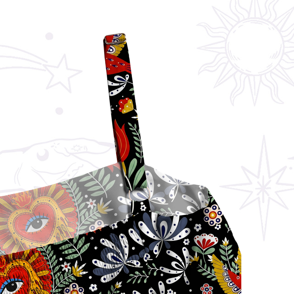 Purplehecate Sacred Sunbird Garden Wide Straps Maxi Dress