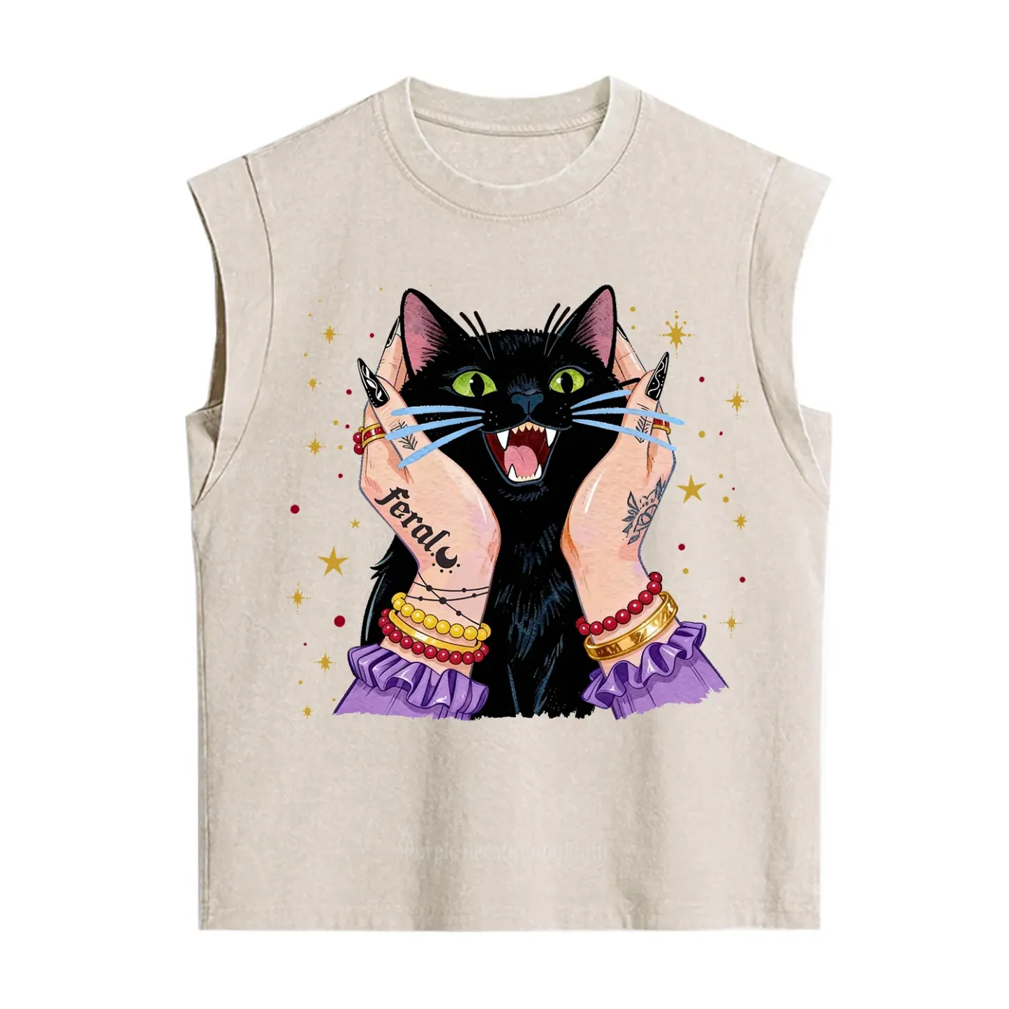 Purplehecate Feral Cat Magic Vintage Washed Tank