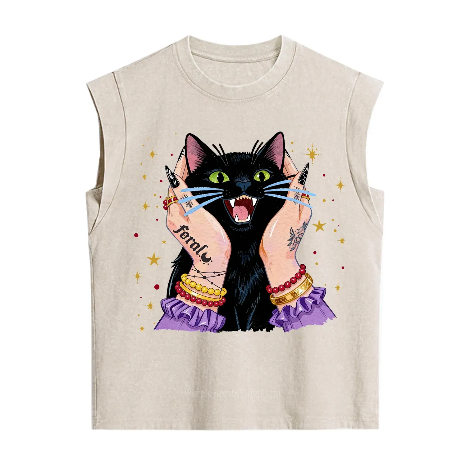 Purplehecate Feral Cat Magic Vintage Washed Tank