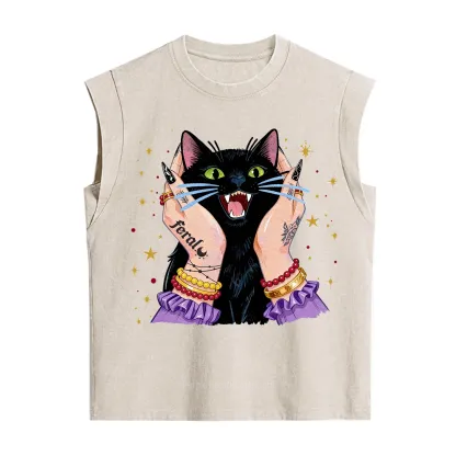 Purplehecate Feral Cat Magic Vintage Washed Tank