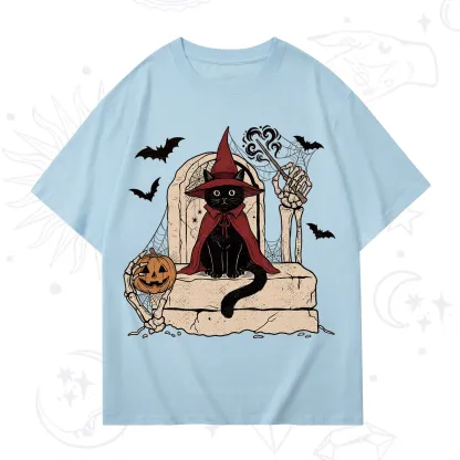 Purplehecate Wizard Black Cat on the Tombstone Halloween T-Shirt