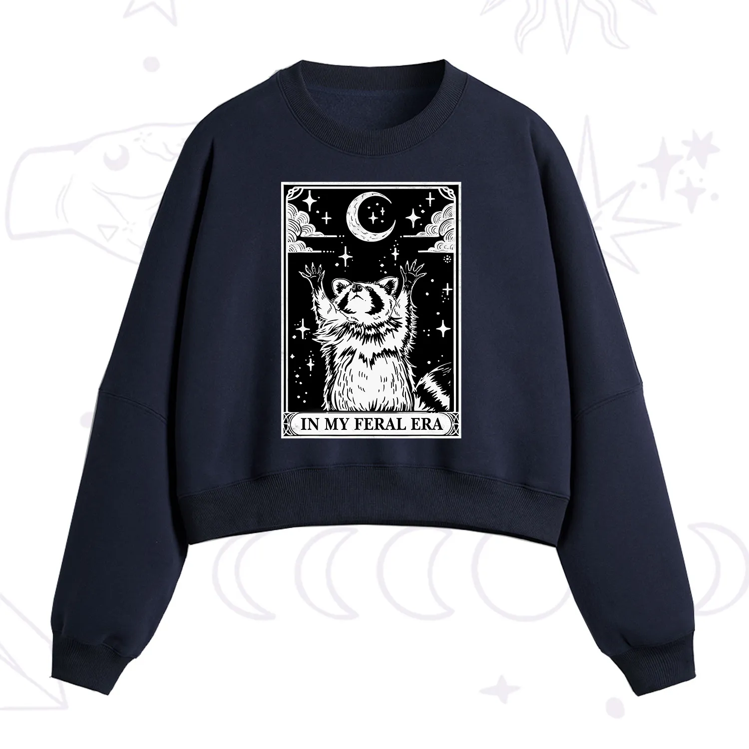 Purplehecate The In My Feral Era Oracle Card Fleece Cropped Sweatshirt