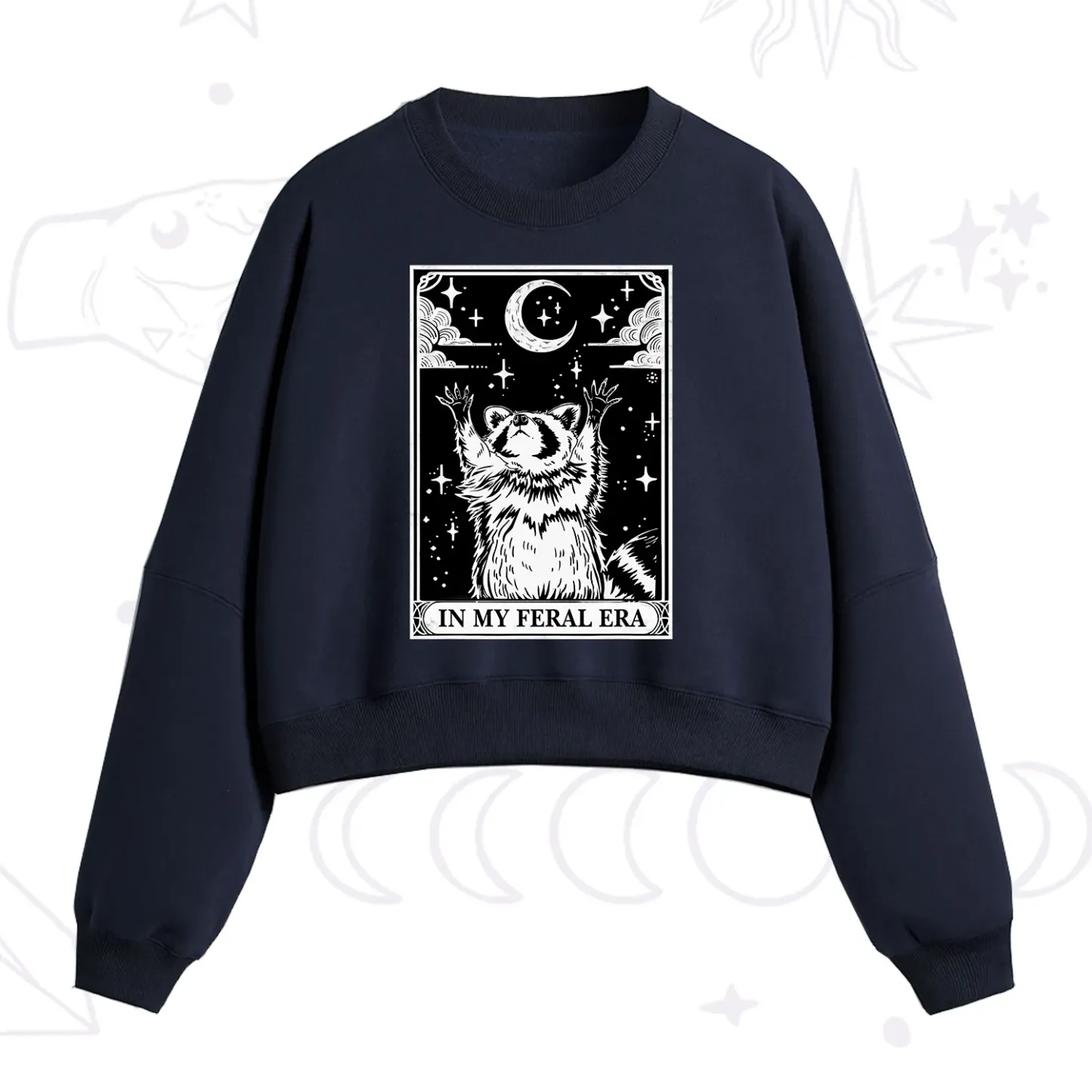 Purplehecate The In My Feral Era Oracle Card Fleece Cropped Sweatshirt