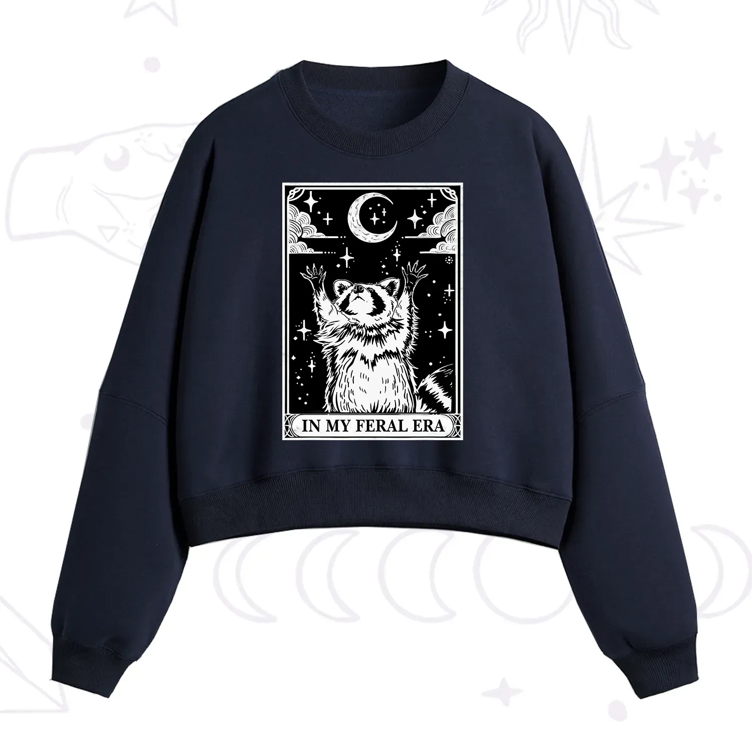 Purplehecate The In My Feral Era Oracle Card Fleece Cropped Sweatshirt