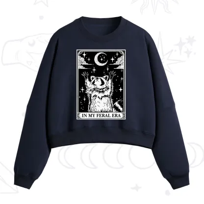 Purplehecate The In My Feral Era Oracle Card Fleece Cropped Sweatshirt