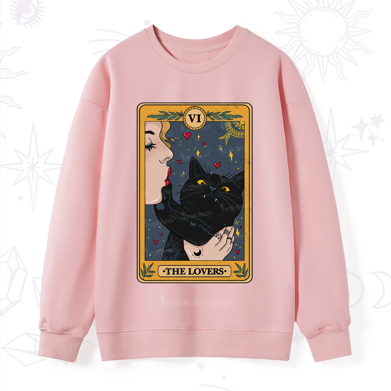 Purplehecate The Lovers Cat Tarot Sweatshirt