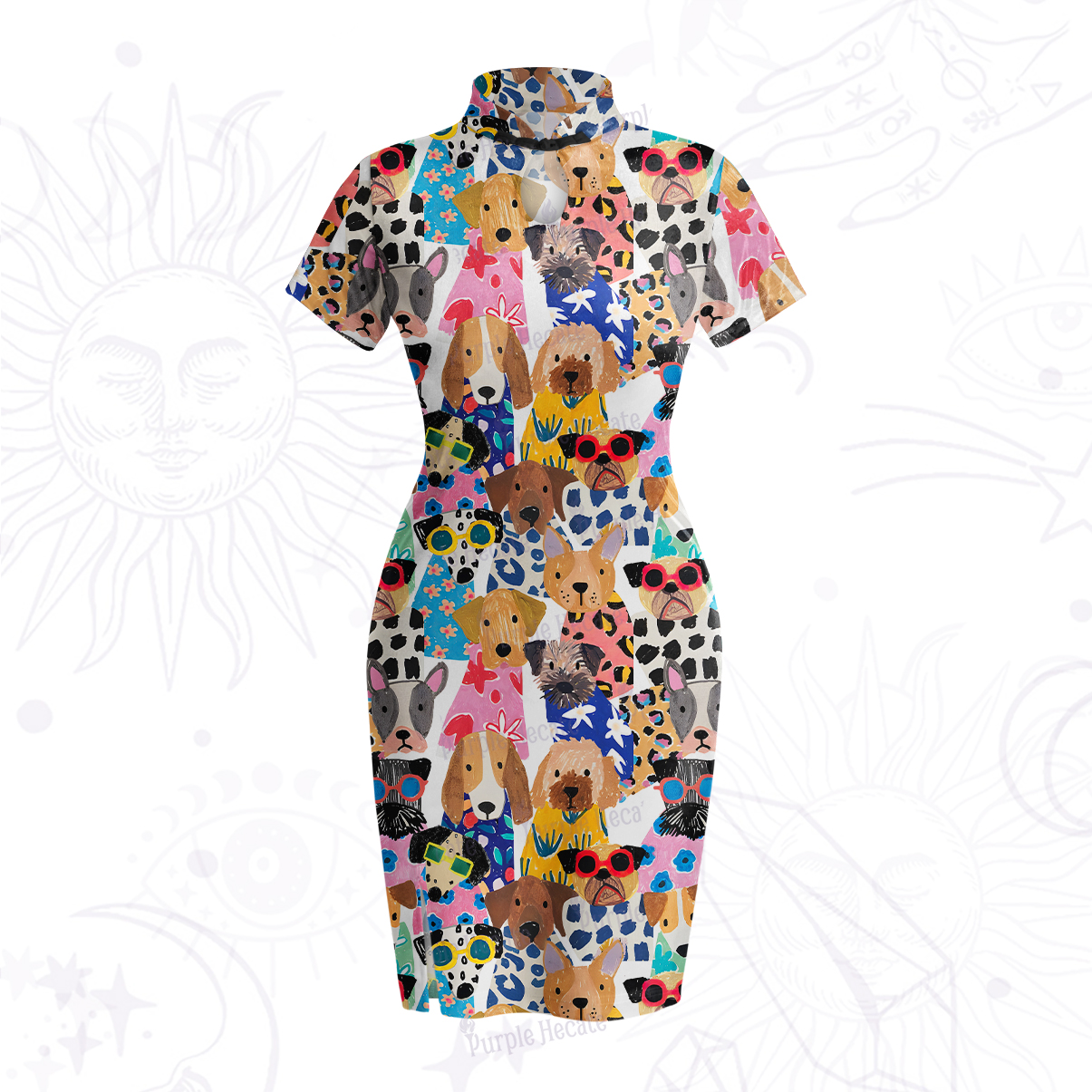 Purplehecate Puppy Parade Velvet Bodycon Dress