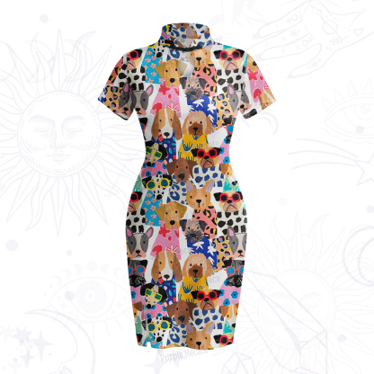 Purplehecate Puppy Parade Velvet Bodycon Dress
