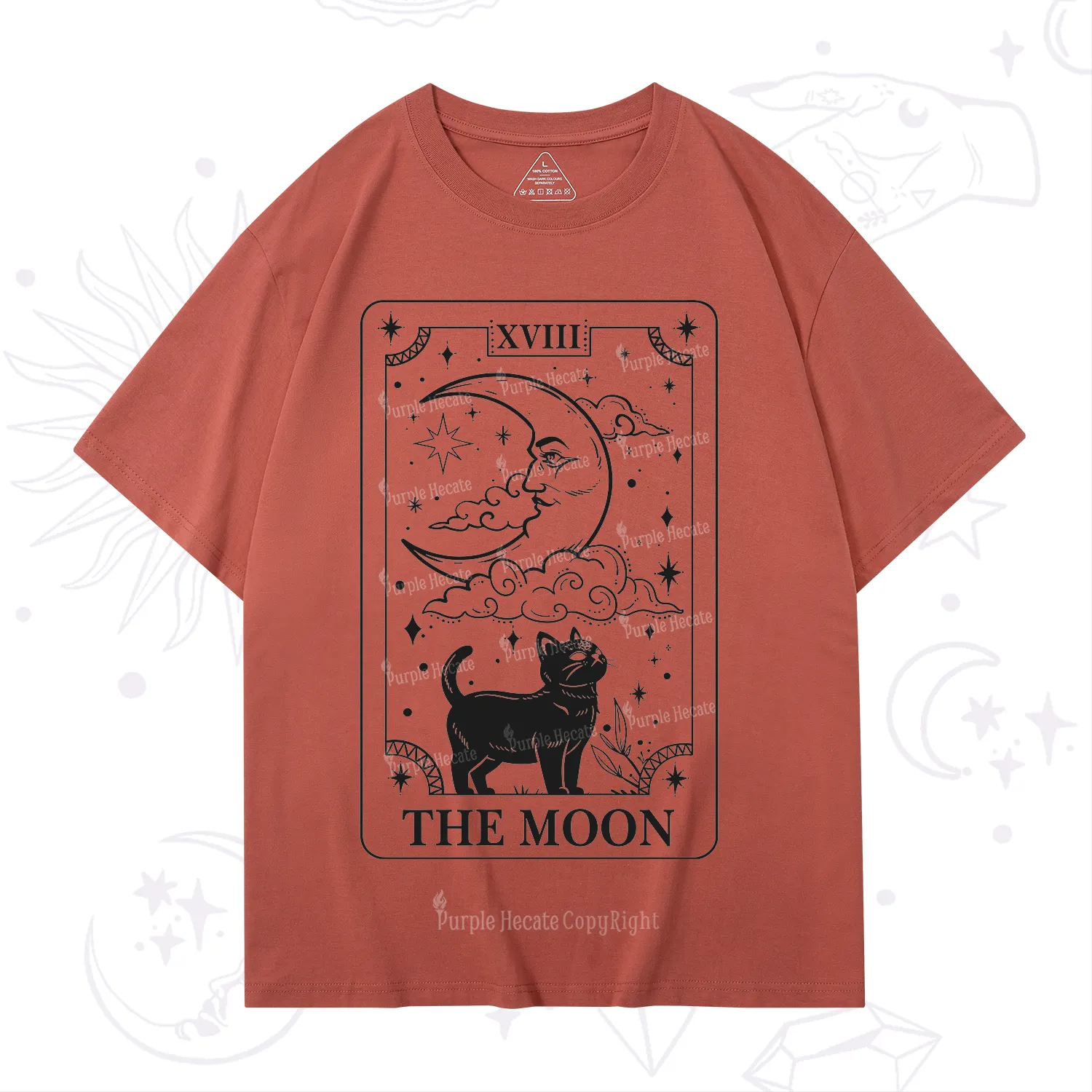 Purplehecate The Moon Tarot Card Cat T-Shirt