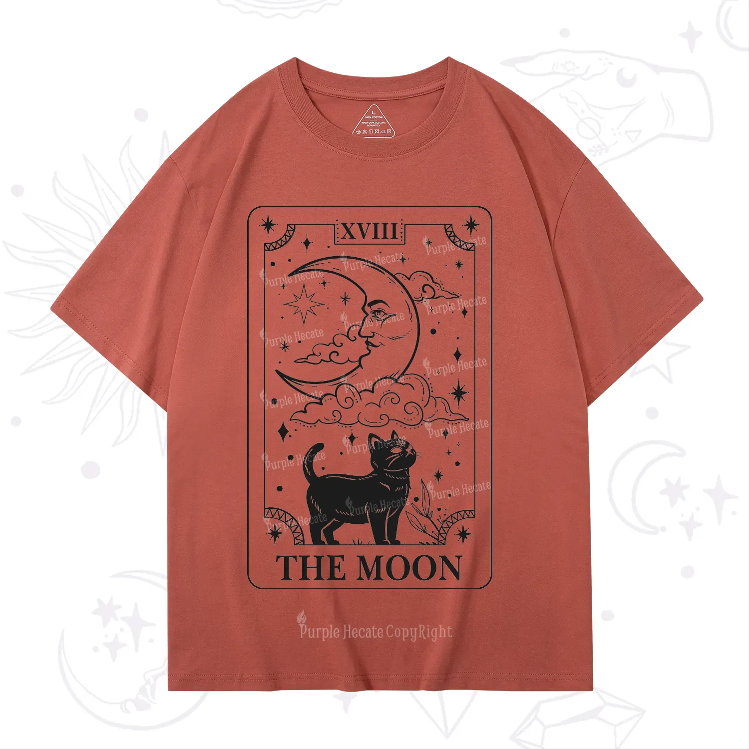 Purplehecate The Moon Tarot Card Cat T-Shirt