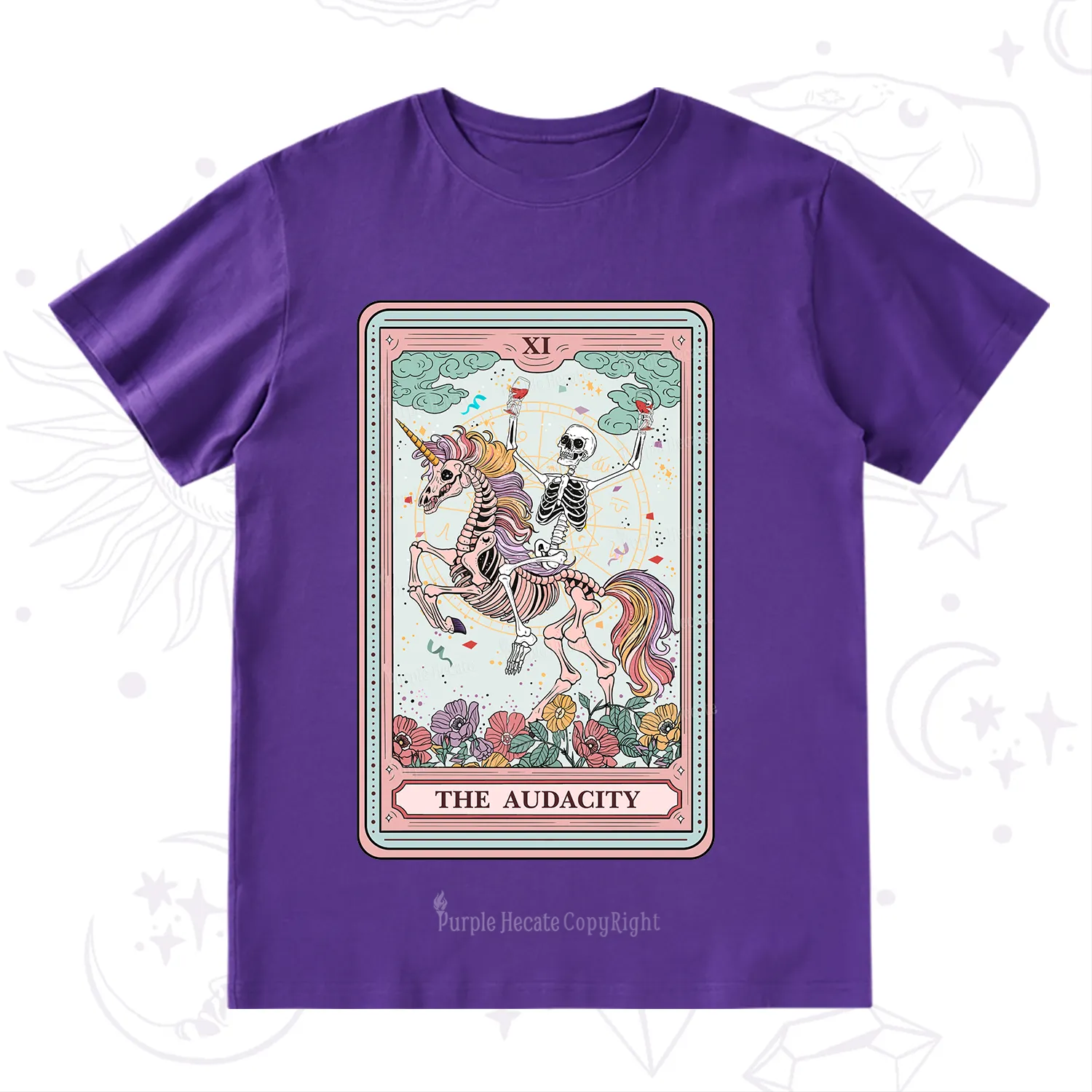 Purplehecate The Funny Skeleton Audacity Tarot T-Shirt