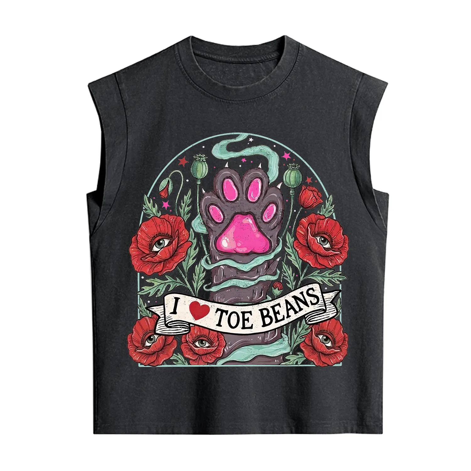 Purplehecate Toe Beans Lover Paw Vintage Washed Tank