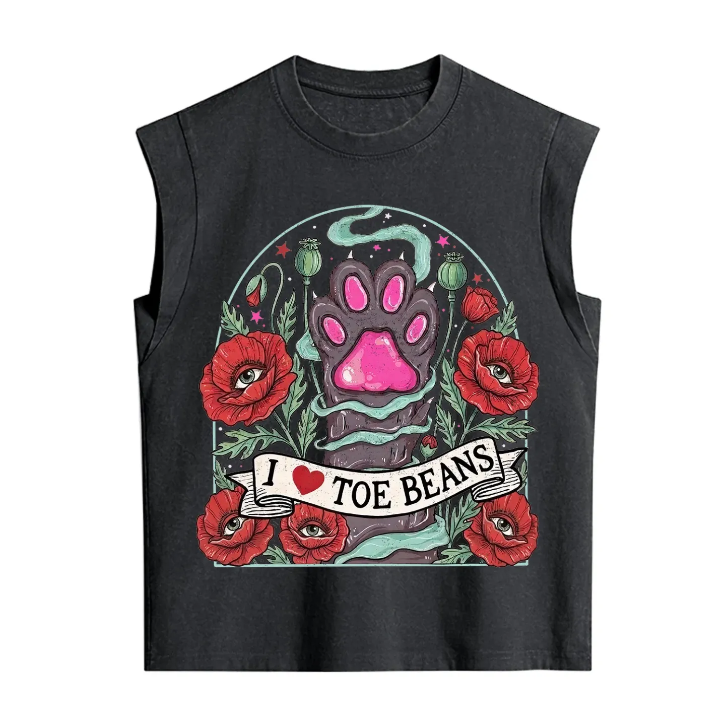 Purplehecate Toe Beans Lover Paw Vintage Washed Tank