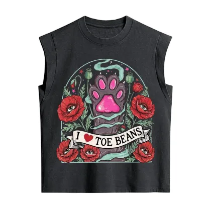 Purplehecate Toe Beans Lover Paw Vintage Washed Tank