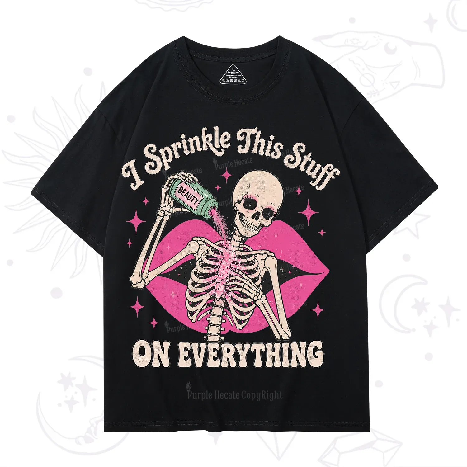 Purplehecate I Sprinkle This Stuff on Everything Beauty Skeleton T-Shirt