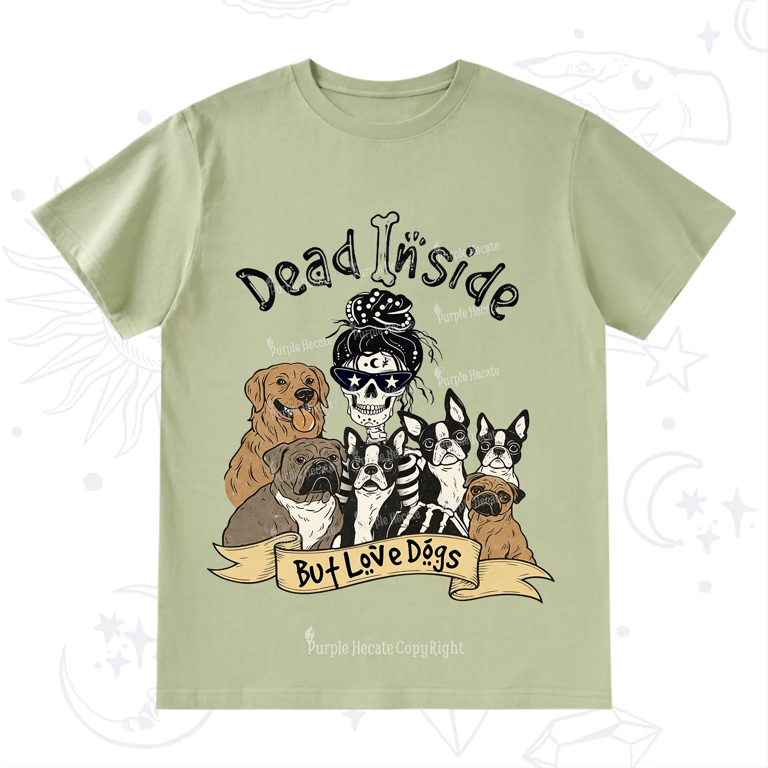 Purplehecate Dead Inside But Love Dogs T-Shirt