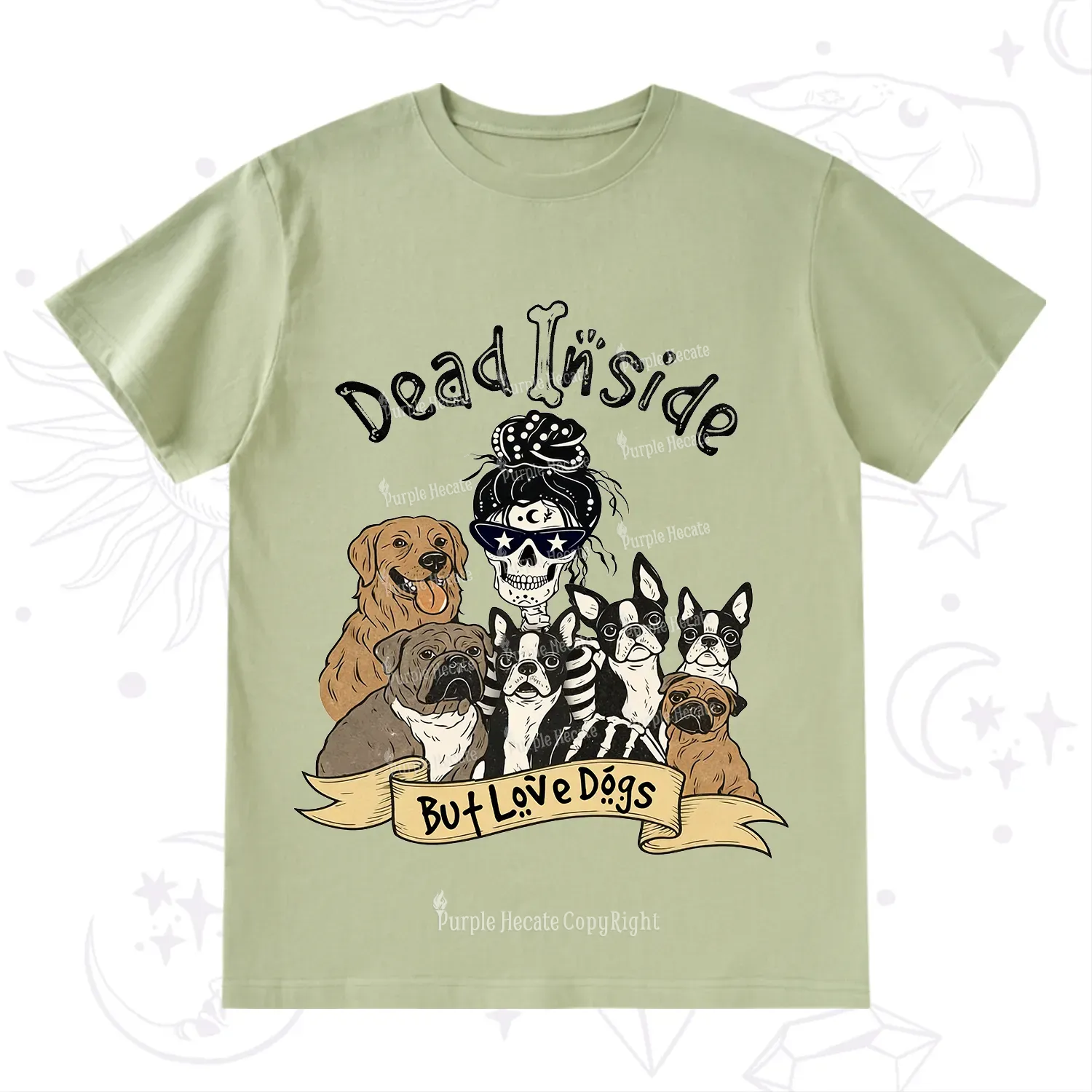 Purplehecate Dead Inside But Love Dogs T-Shirt