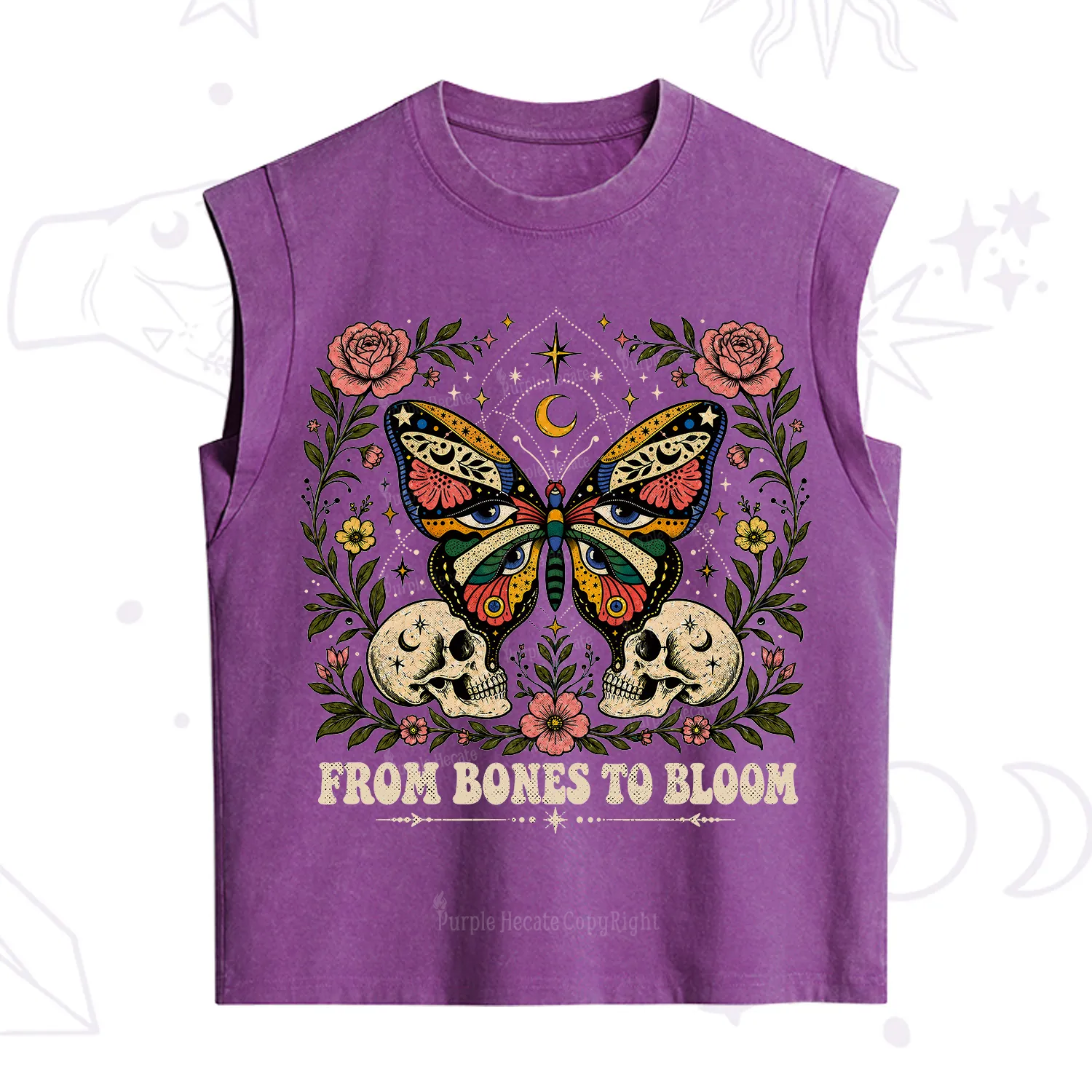 Purplehecate From Bones to Bloom Butterfly Vintage Washed Tank