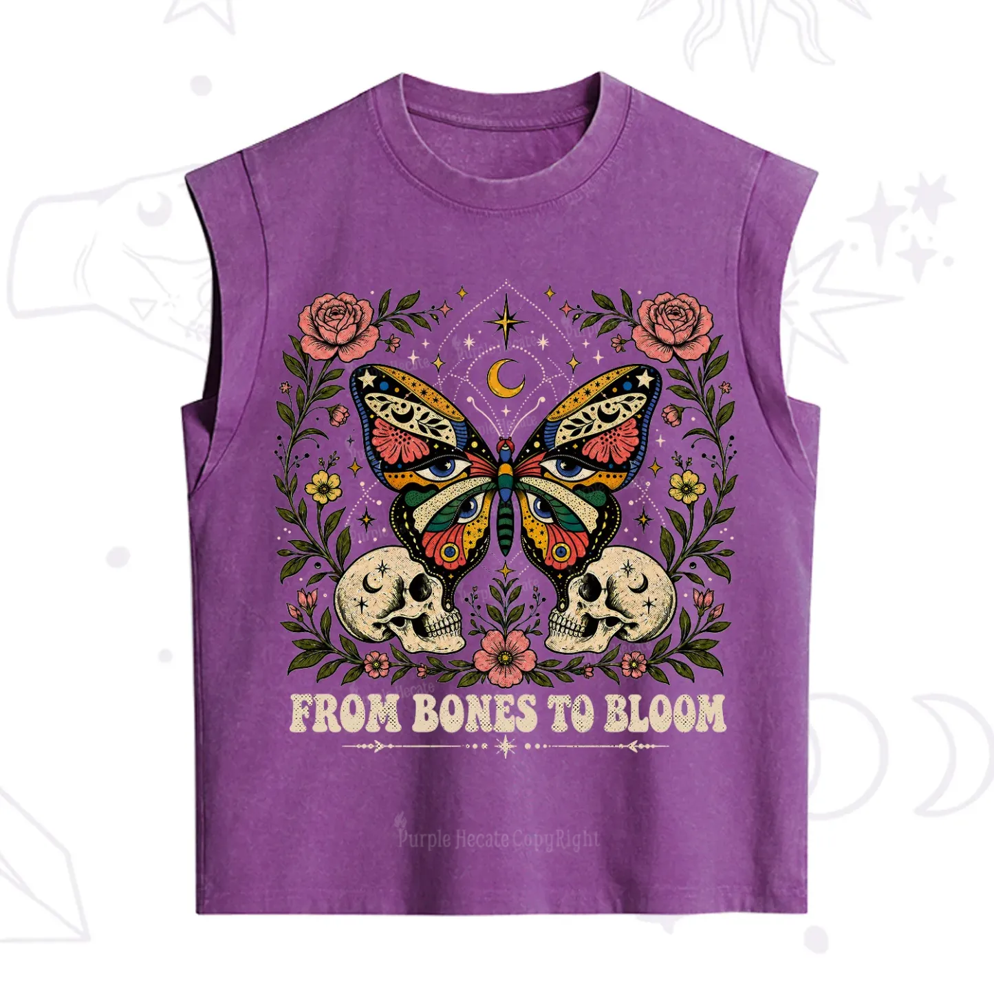 Purplehecate From Bones to Bloom Butterfly Vintage Washed Tank