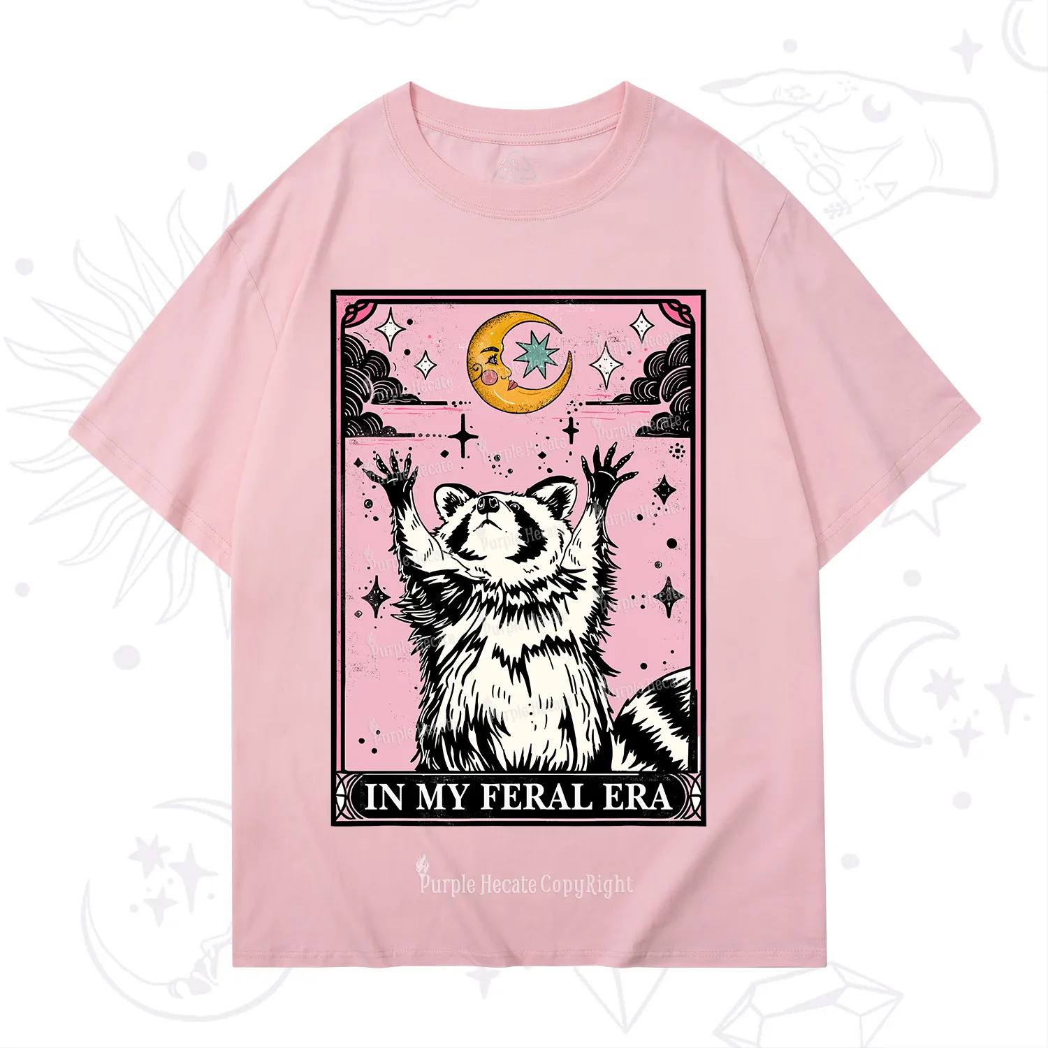 Purplehecate The In My Feral Era Tarot Raccoon T-Shirt