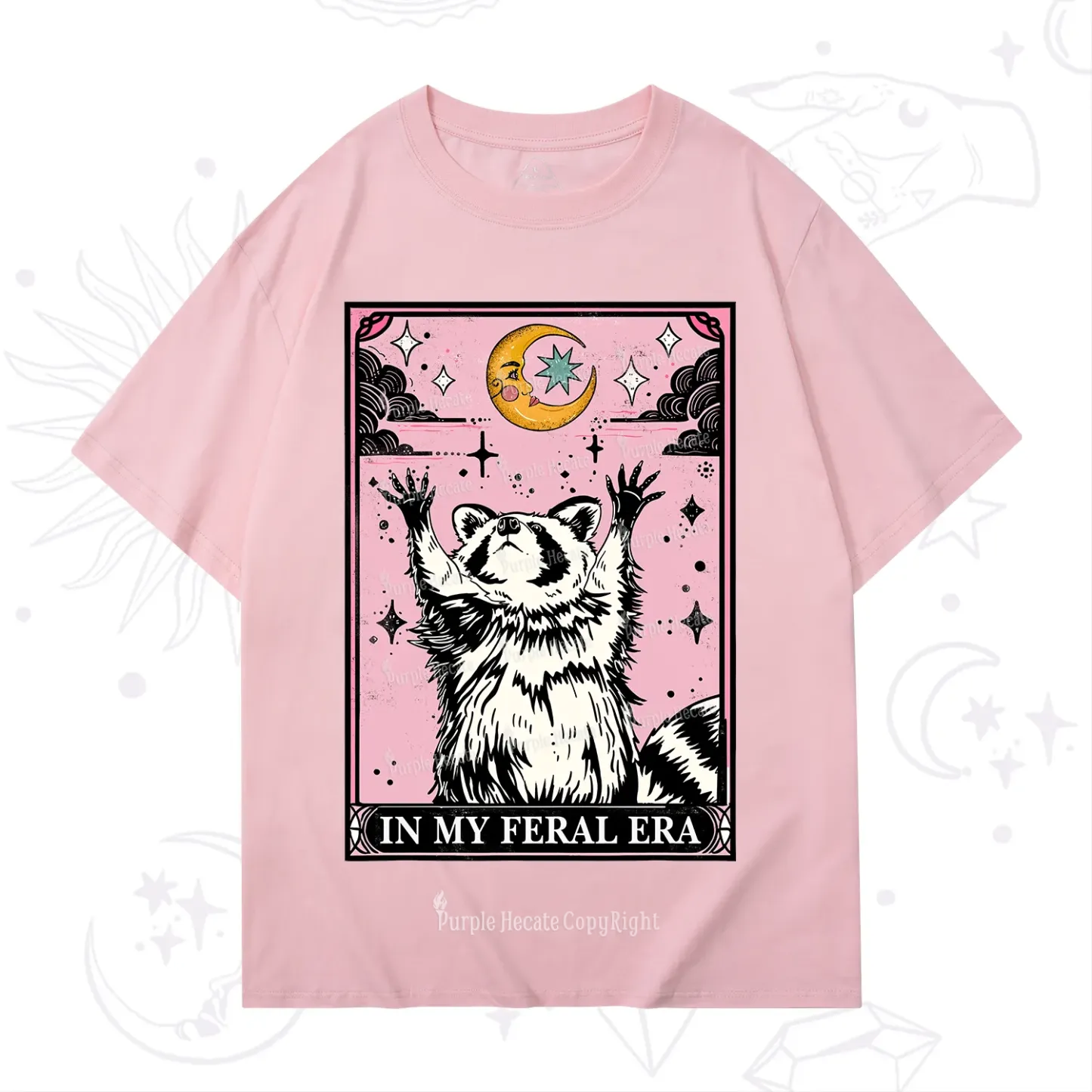 Purplehecate The In My Feral Era Tarot Raccoon T-Shirt