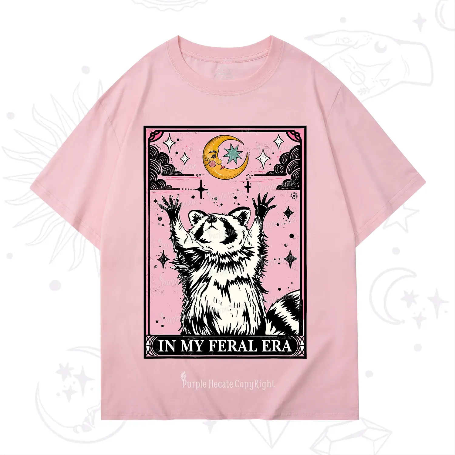Purplehecate The In My Feral Era Tarot Raccoon T-Shirt