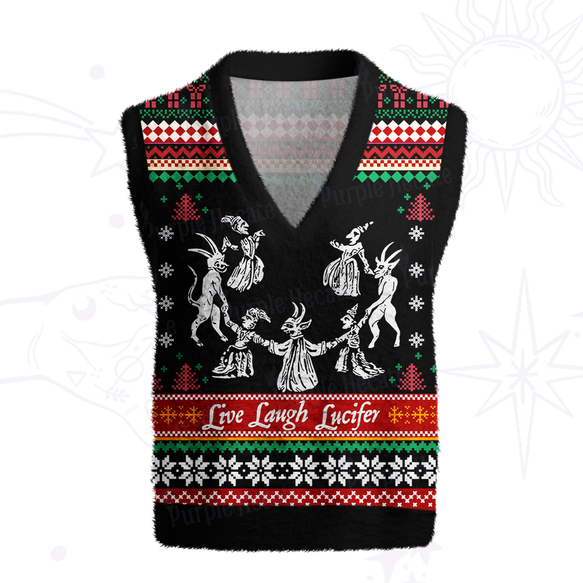 Purplehecate Live Laugh Lucifer Ugly Sweater Vest