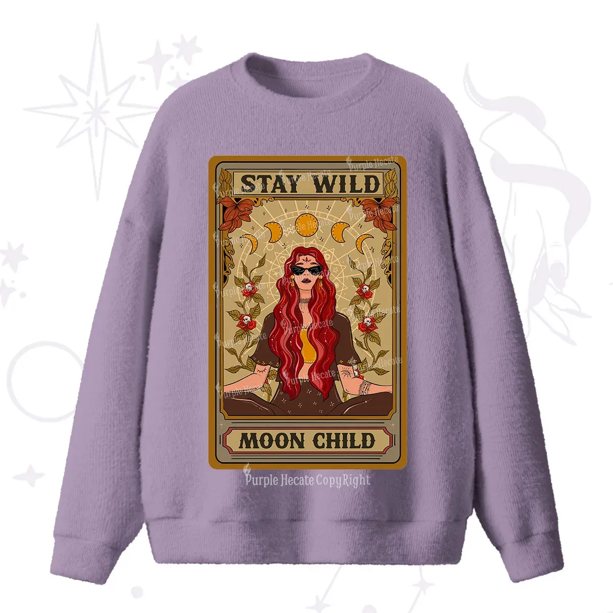 Purplehecate The Stay Wild Moon Child Oracle Card Fuzzy Ugly Sweater