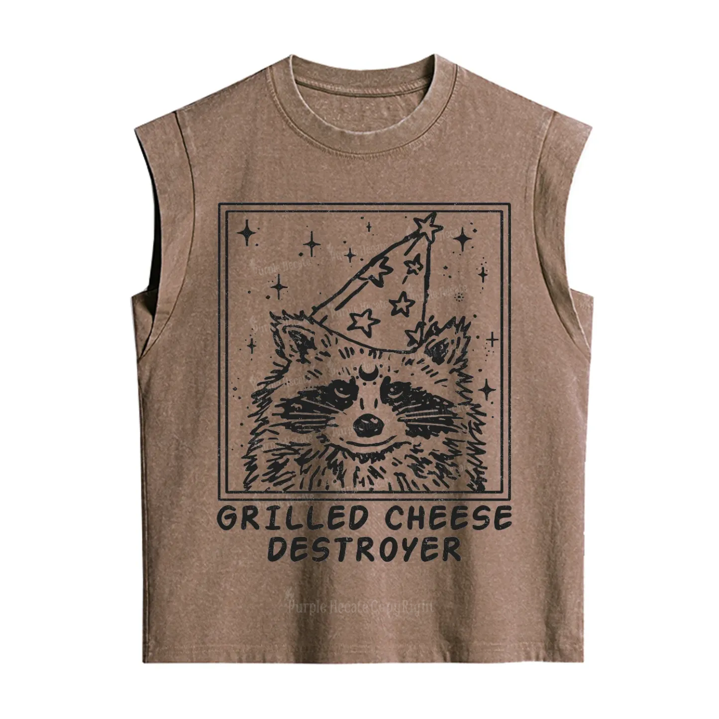 Purplehecate Grilled Cheese Destroyer Raccoon Vintage Washed Tank