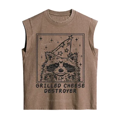 Purplehecate Grilled Cheese Destroyer Raccoon Vintage Washed Tank