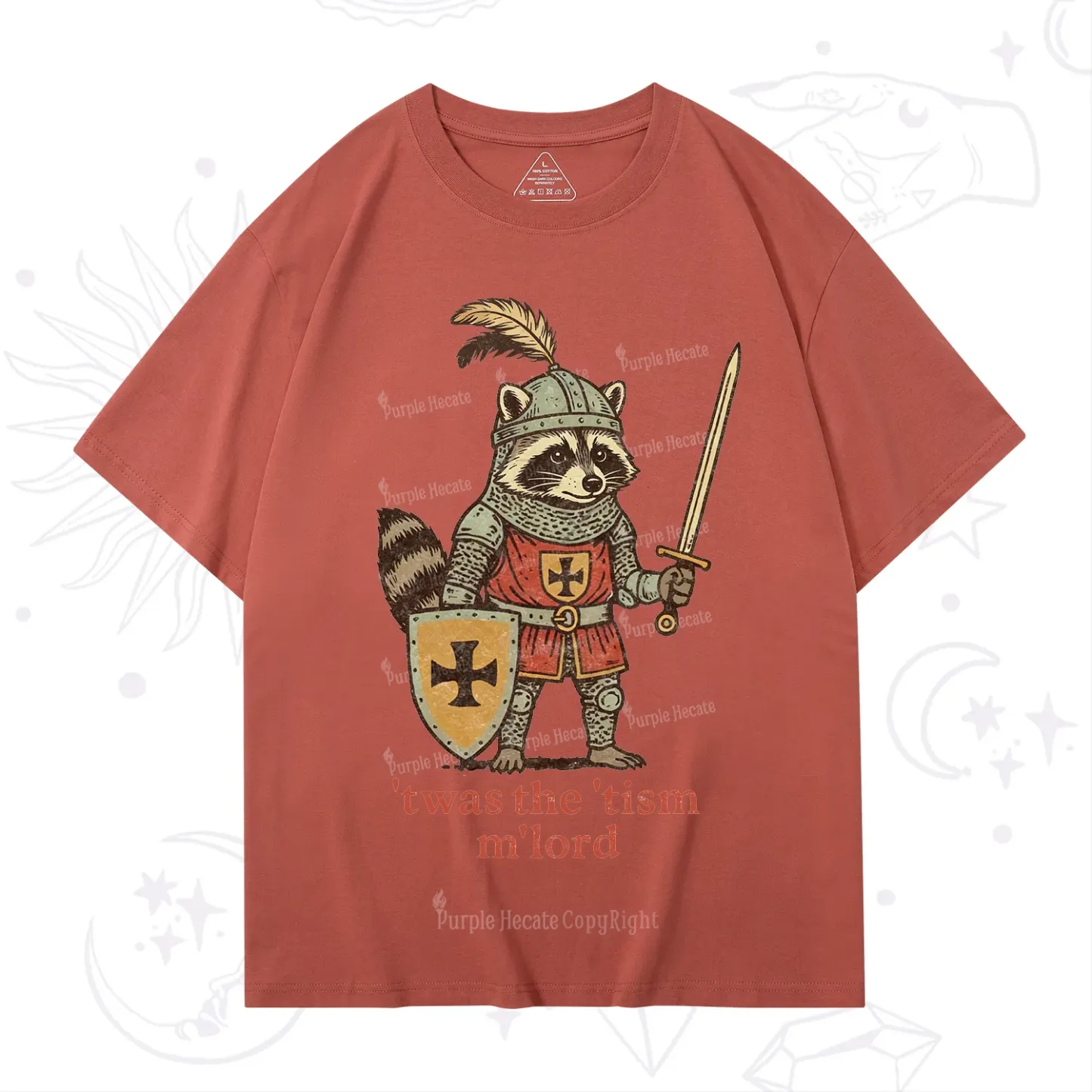 Purplehecate Raccoon Knight 'Twas The Tism M'Lord T-Shirt
