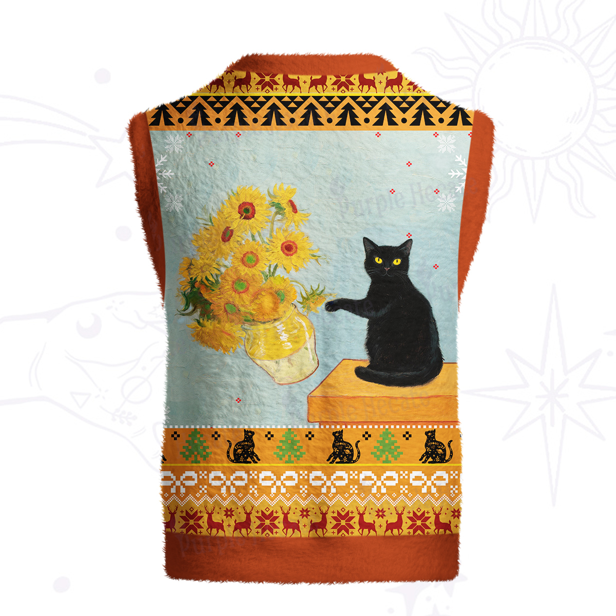 Purplehecate Sunflower Cat Ugly Sweater Vest