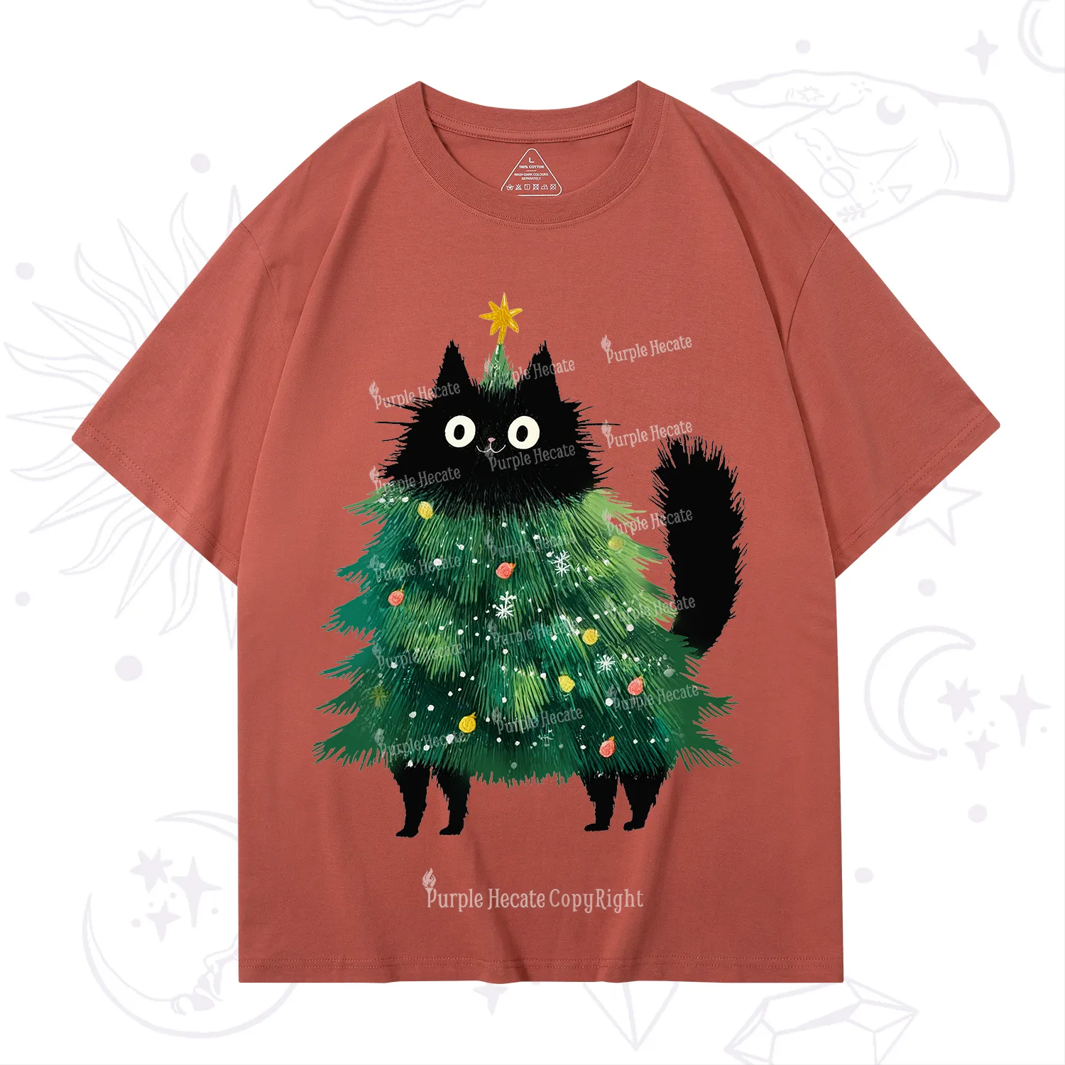 Purplehecate Black Cats Christmas Tree Christmas T-Shirt
