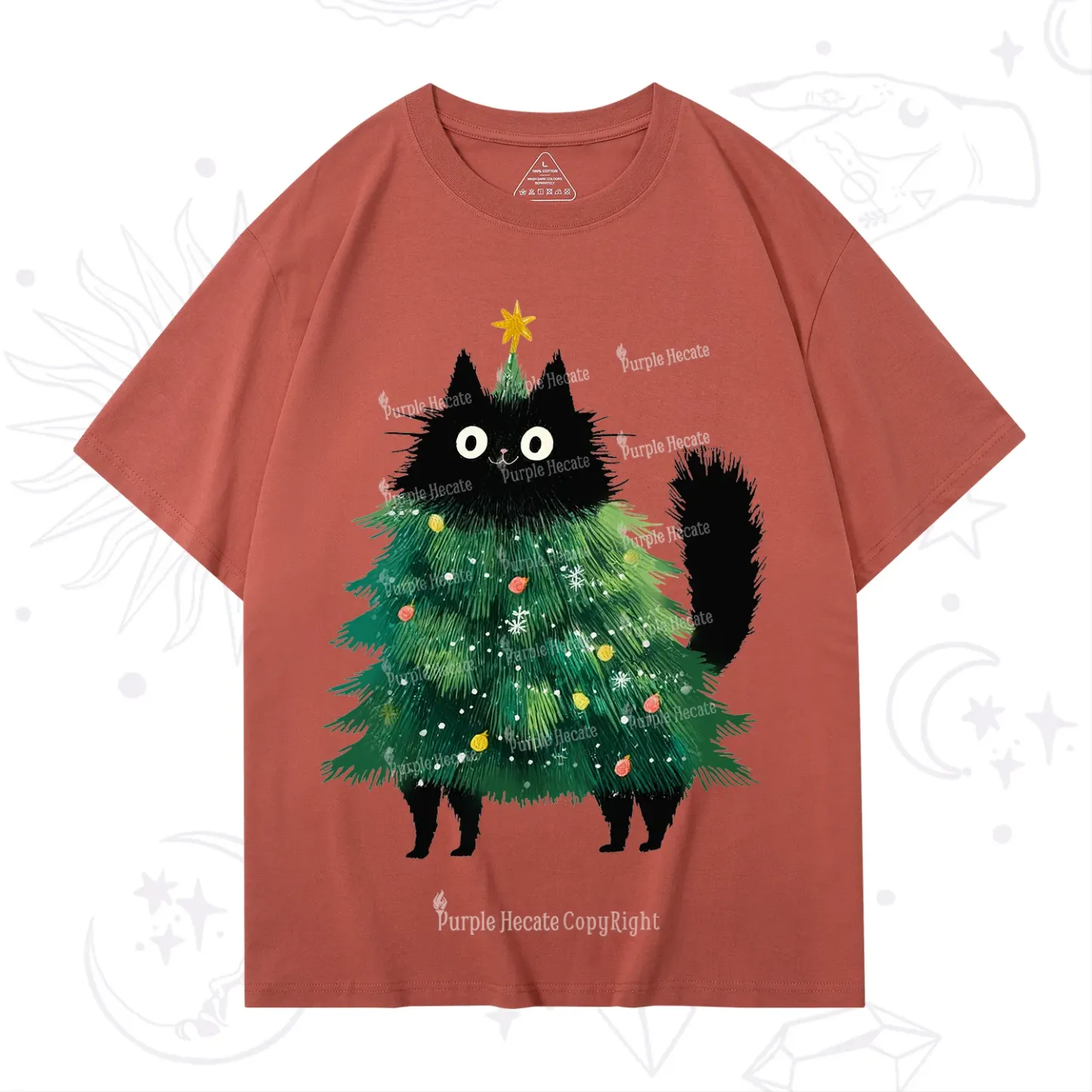 Purplehecate Black Cats Christmas Tree Christmas T-Shirt
