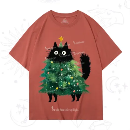 Purplehecate Black Cats Christmas Tree Christmas T-Shirt