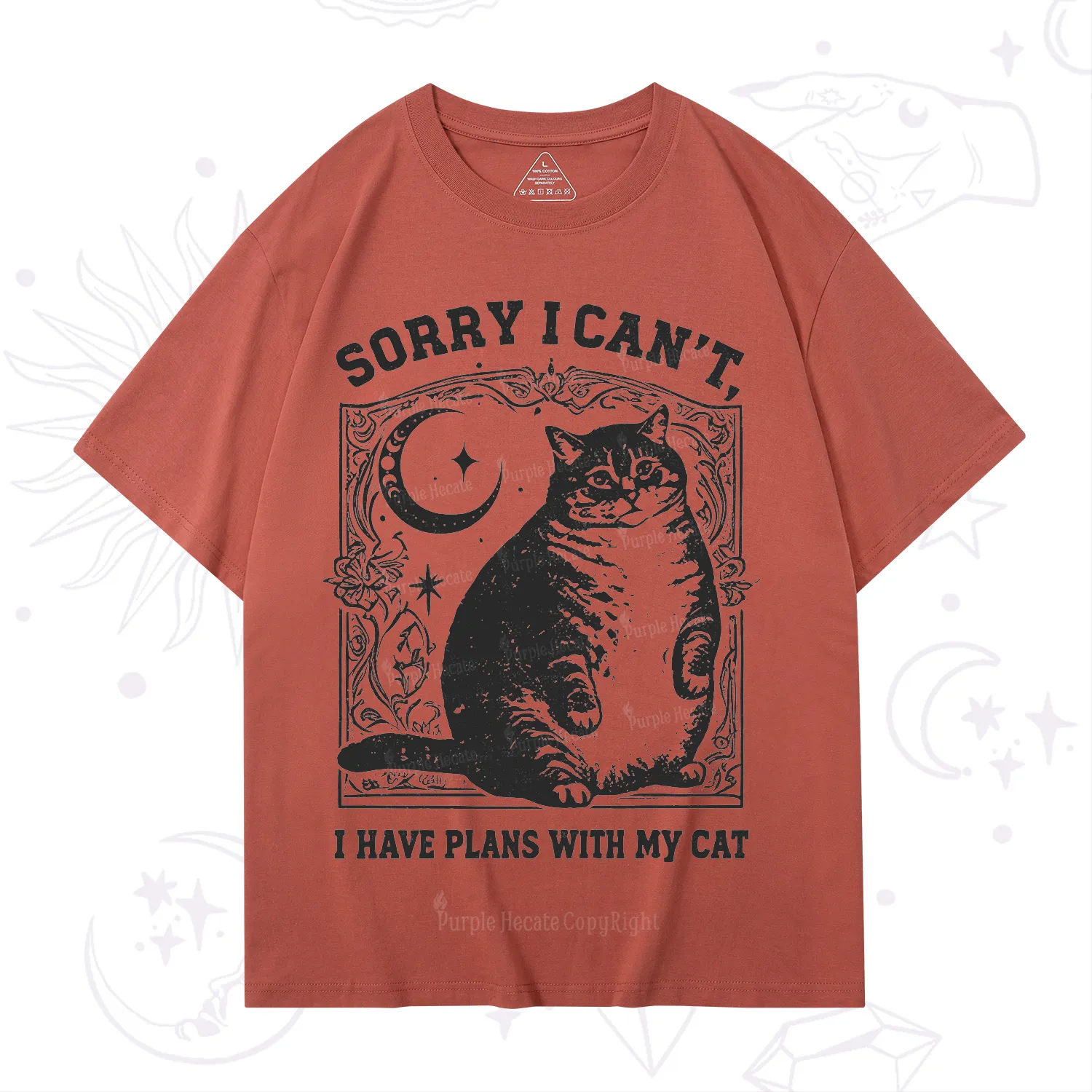 Purplehecate Sorry I Can't I Have Plans With My Cat T-Shirt