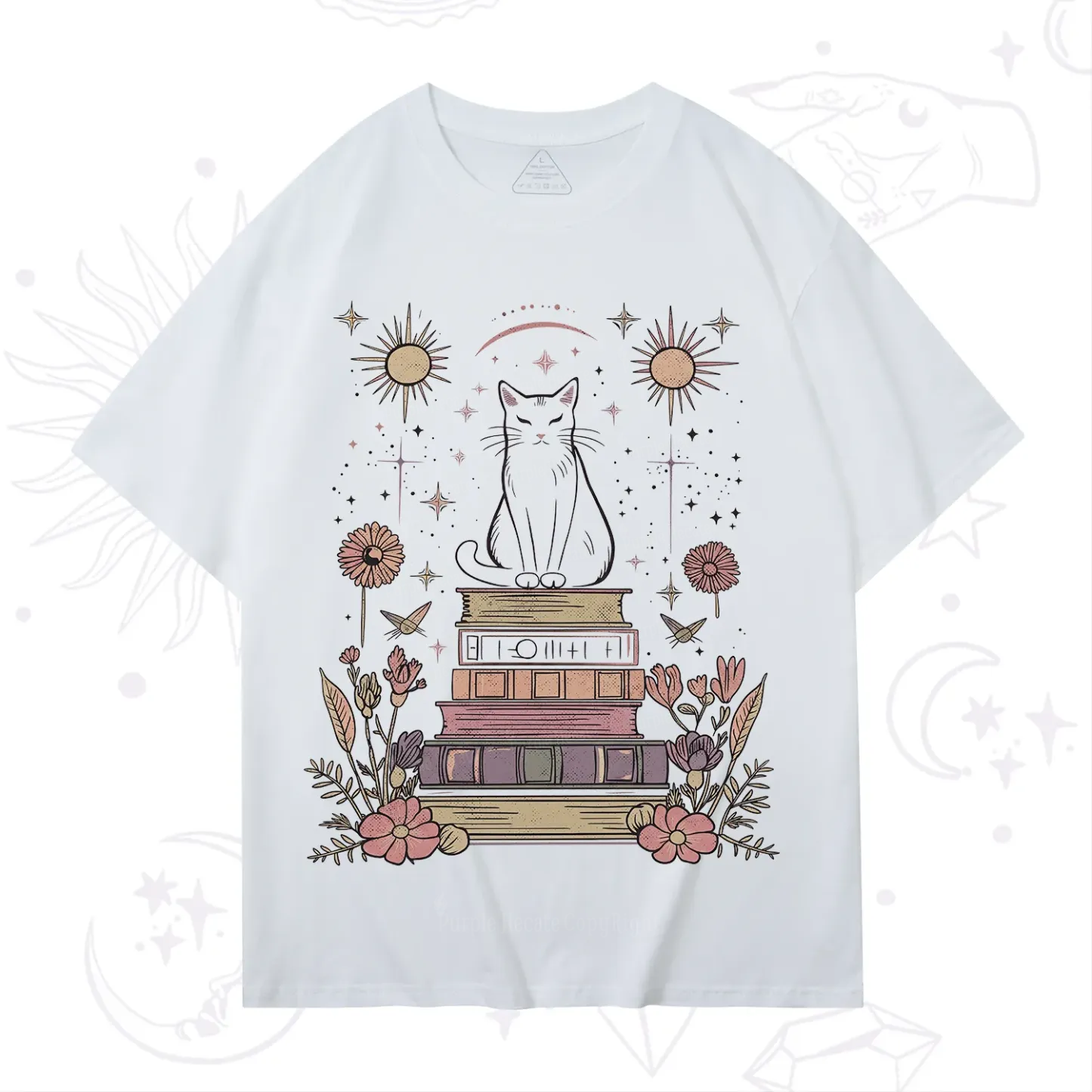 Purplehecate Mystical Cat Reading a Witchy Book T-Shirt
